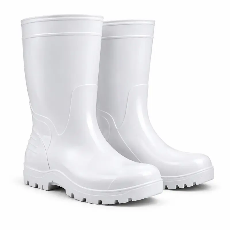 Par de botas de PVC blancas de caña media.
